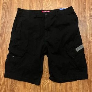 New Unionbay Cargo Shorts Men 36 Black Authentic Fit Stretch Cotton Pockets